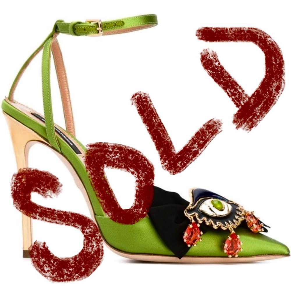 Eye Pendant Green Stiletto Heels